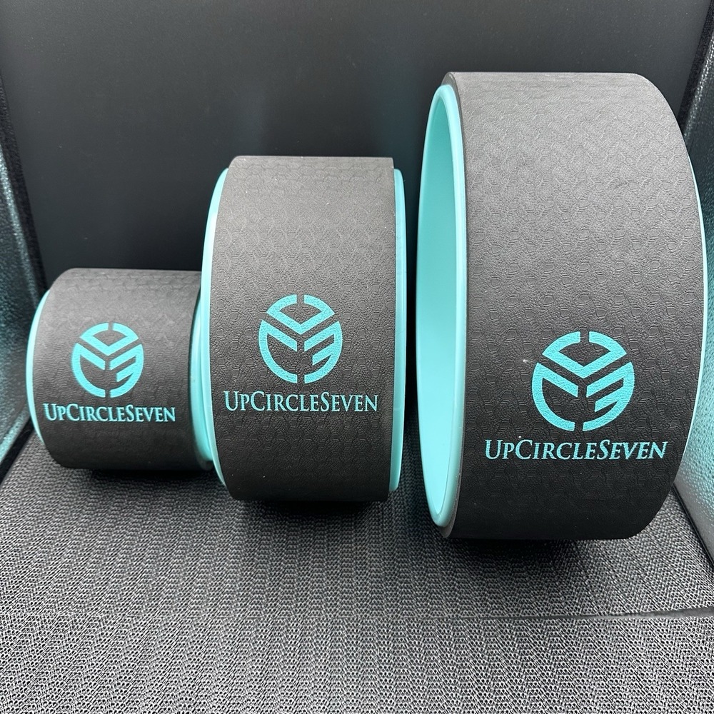 Yoga Wheel Set Of 3 Pack Back Roller Stretching Flexibility Fitness Teal Black - Picture 2 of 8